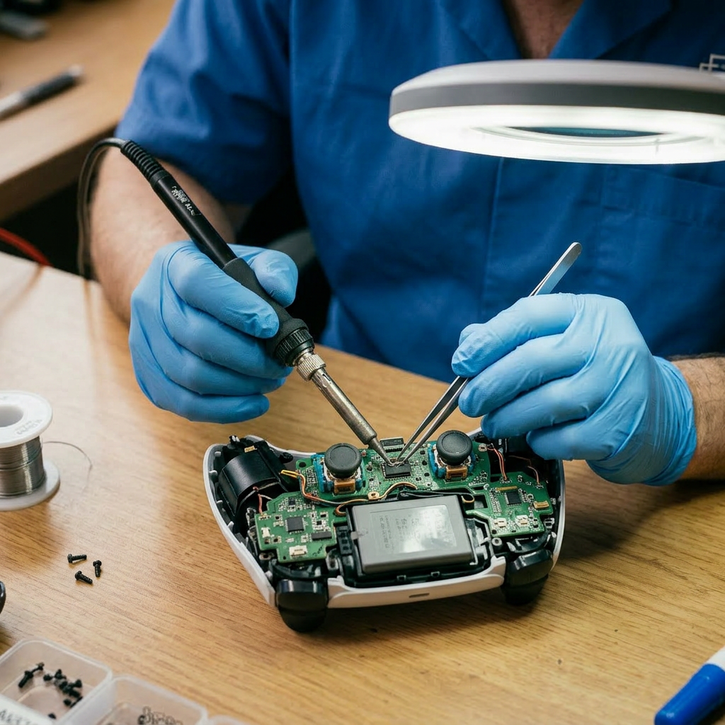 Close-up controller repair, only arms visible